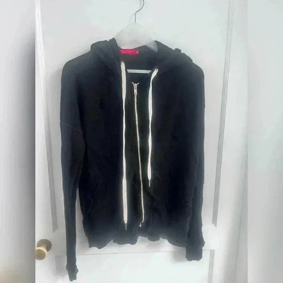 N:Philanthropy Womens Distressed Black Hooded Sweater Size M - Picture 1 of 4